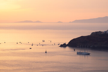 Santorini, Greece - Oia at sunset, panorama