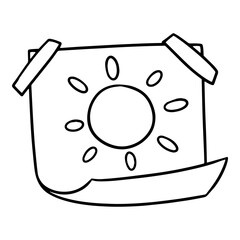 Monochrome picture, A sheet of paper with a painted sun, a drawing attached with tape, a vector
