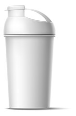 White plastic shaker. Realistic drink container mockup