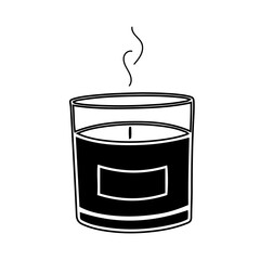 Hand drawn home decor candle in line style, isolated vector illustration