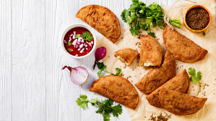 empanadas, fried hand pie with boiled egg filling