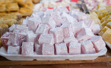 Traditional rose flavoured turkish delights