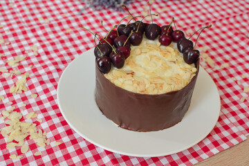 Black Forest Cake (Schwarzwälder Kirschtorte) with Cherries, Chocolate, Mascarpone and Whipped cream