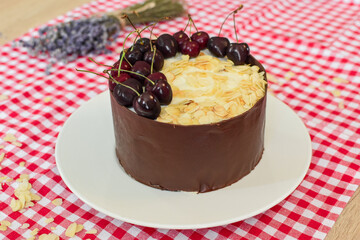 Black Forest Cake (Schwarzwälder Kirschtorte) with Cherries, Chocolate, Mascarpone and Whipped cream