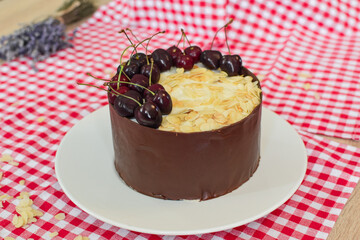 Black Forest Cake (Schwarzwälder Kirschtorte) with Cherries, Chocolate, Mascarpone and Whipped cream