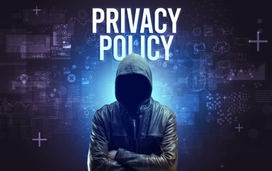 Faceless man with online security concept