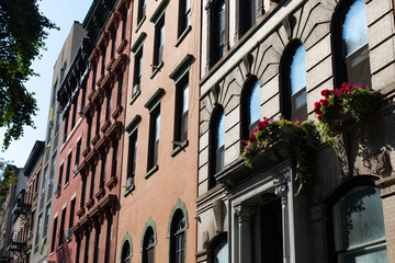 Fototapeta na wymiar Row of Colorful Old Residential Buildings in the East Village of New York City during the Summer