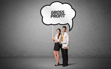 business person in casual holding road sign