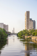 Beautiful view of the Nile embankment in the center of Cairo, Egypt