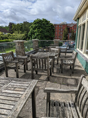 Crisis in restaurants England. Empty tables