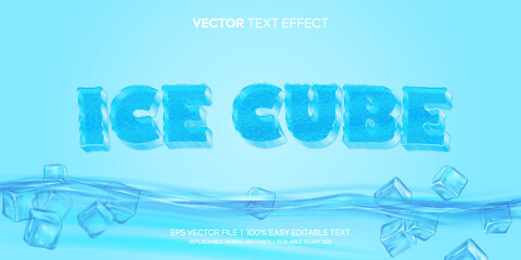 Ice cube frozen 3d style editable text effect
