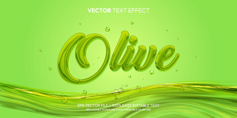 Olive oil leaves liquid 3d style editable text effect