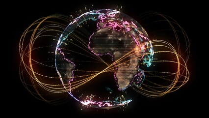 3D Rendering of Colorful Digital Earth