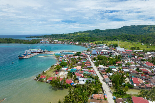 Jagna, Bohol, Philippines - Aerial of the port and town center of the municipality of Jagna.