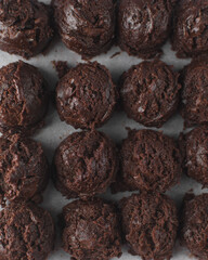 Scoops of double chocolate chip cookie dough, edible cookie dough, raw cookie