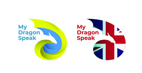 English learning school flat style simple logo design. Use it for brand design or poster design.