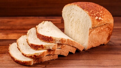 Closeup of a fresh loaf of bread on the wooden surface. - obrazy, fototapety, plakaty
