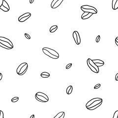 Coffee beans Seamless pattern. Hand drawn line vector illustration.
