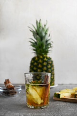 Tepache is a fermented drink made from pineapples, sugar and spices. .