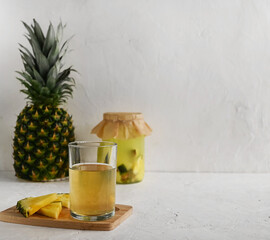 Tepache is a fermented drink made from pineapples, sugar and spices. This is a Mexican probiotic alcoholic drink with a fizzy, sweet and sour taste.