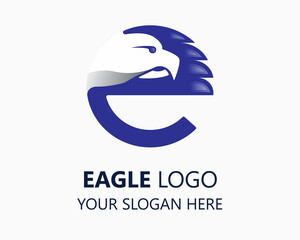 letter E eagle logo design template. letter E and eagle head illustration vector 