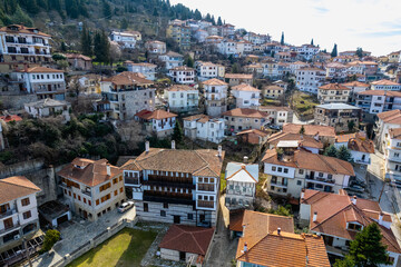 Aerial view of the city of Kastoria and Lake Orestiada in north Greece.