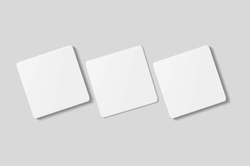 Blank square business card for mockup. 3D Render.