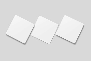 Blank square business card for mockup. 3D Render.