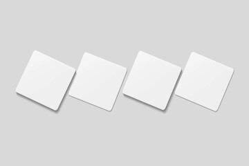Blank square business card for mockup. 3D Render.