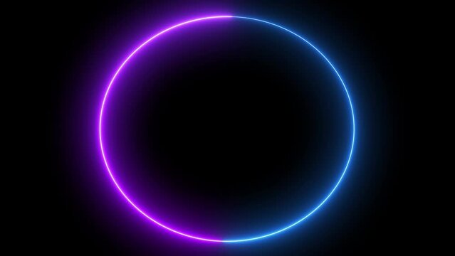 Neon Color loop. Blue and pink neon color circle seamless loop. Neon Abstract seamless loop animation. 