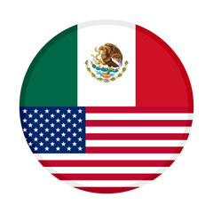 friendship concept. circle icon of mexican and american flags. vector illustration isolated on white background