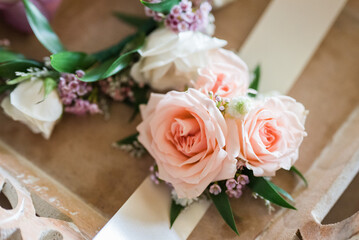 Boutonniere in Macro on backdrop 