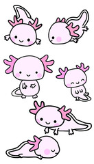 Obraz premium Set of cute dinosaur on white background.Animals character design.Kawaii.Vector.