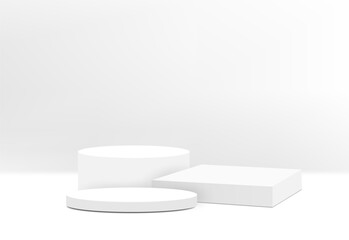 Abstract white podium with wall scene for product display presentation