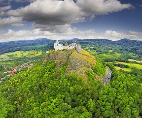 Füzér, Hungary - famous castle of Fuzer built on a volcanic hill named Nagy-Milic. Hungarian name is Füzér vára.