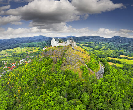 F&uuml;z&eacute;r, Hungary - famous castle of Fuzer built on a volcanic hill named Nagy-Milic. Hungarian name is F&uuml;z&eacute;r v&aacute;ra.