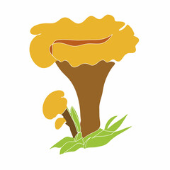 Mushroom icon is drawn in a flat style. Color vector illustration