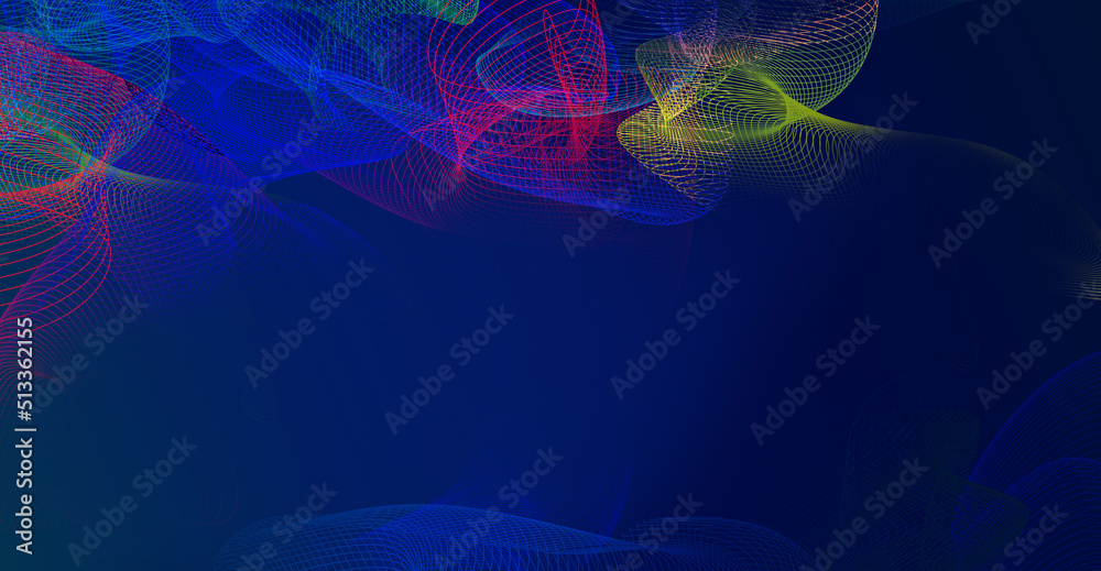 Wall mural abstract ai digital background with weave curve line bend art, big data stream visualization. high s