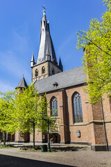 Saint Lambertus church (Lambertuskirche) is one of Dusseldorf's favorite landmarks, dedicated to Our Lady. St. Lambertus Church was built in 1206 and enlarged 1288 - 1394. DUSSELDORF, GERMANY.