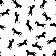 Patrón de caballo negro sobre fondo blanco