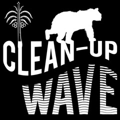 Illustration vector cool bear with palm and text Clean up Wave with war effect Surf design