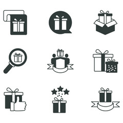 gift icons set . gift pack symbol vector elements for infographic web
