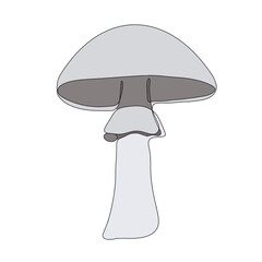 Mushroom icon is drawn in a flat style. Color vector illustration