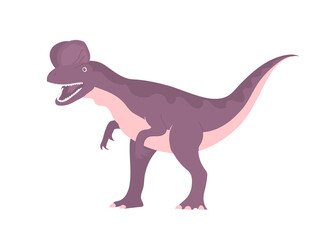 Fototapeta premium Predatory dinosaur dilophosaurus of the Jurassic period. Prehistoric strong hunter. Cartoon vector illustration isolated on white background