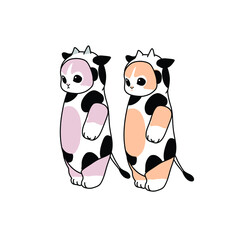 Draw funny cute cat.doodle cartoon style