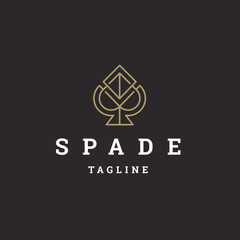 Luxury spade line logo icon design template flat vector