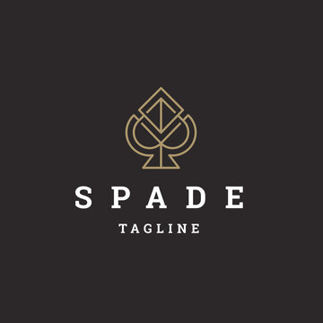 Luxury spade line logo icon design template flat vector