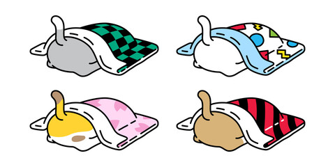 cat vector kitten calico icon blanket sleeping logo symbol breed cartoon character illustration doodle design isolated clip art
