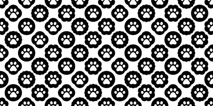 dog paw seamless pattern footprint polka dot vector french bulldog pet puppy breed cartoon character doodle repeat wallpaper tile background illustration design isolated