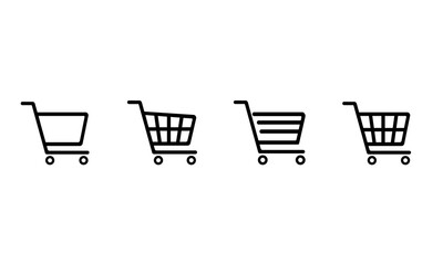 Shopping cart icon set. Full and empty shopping cart symbol shop and sale icon.Vector design.
